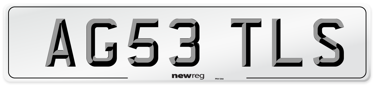 AG53 TLS Number Plate from New Reg